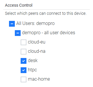 Access control tree select UI