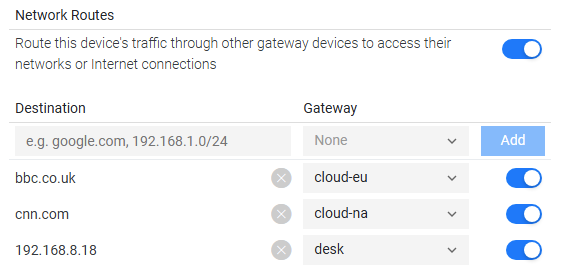 Gateway routing diagram showing internet access from another location