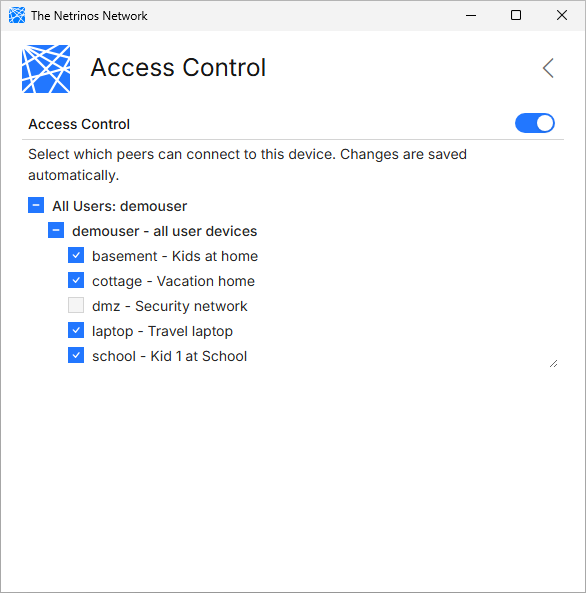 Access Control panel