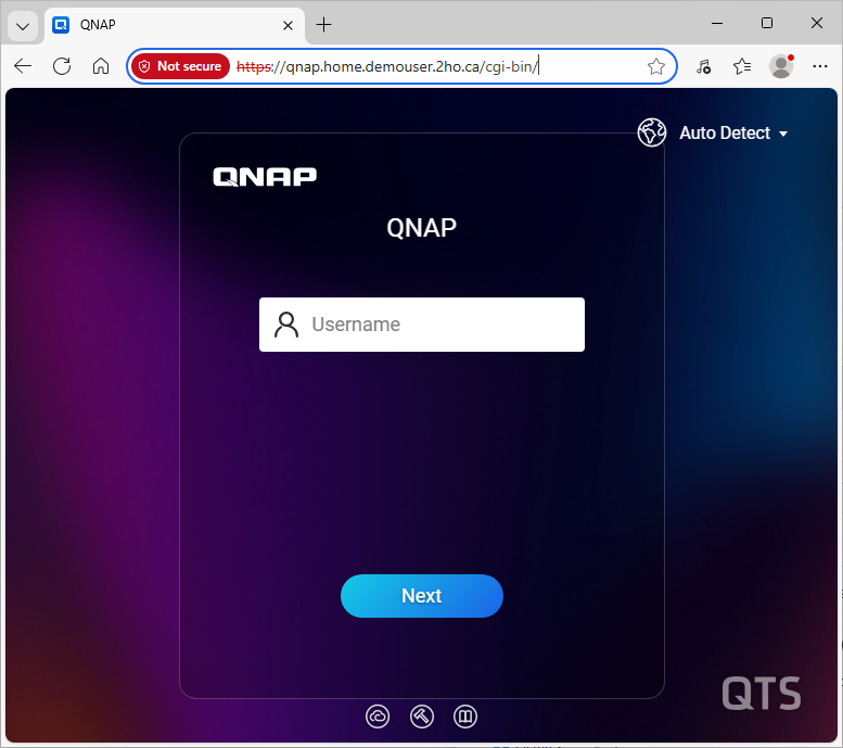 QNAP NAS login accessed via Secure IP